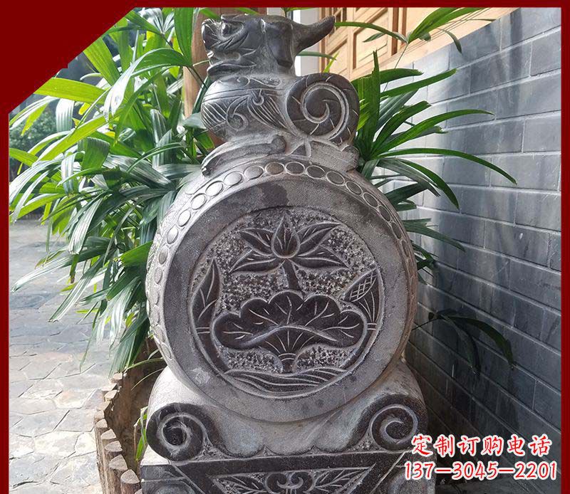 内江仿古貔貅抱鼓石招财镇宅门墩石雕