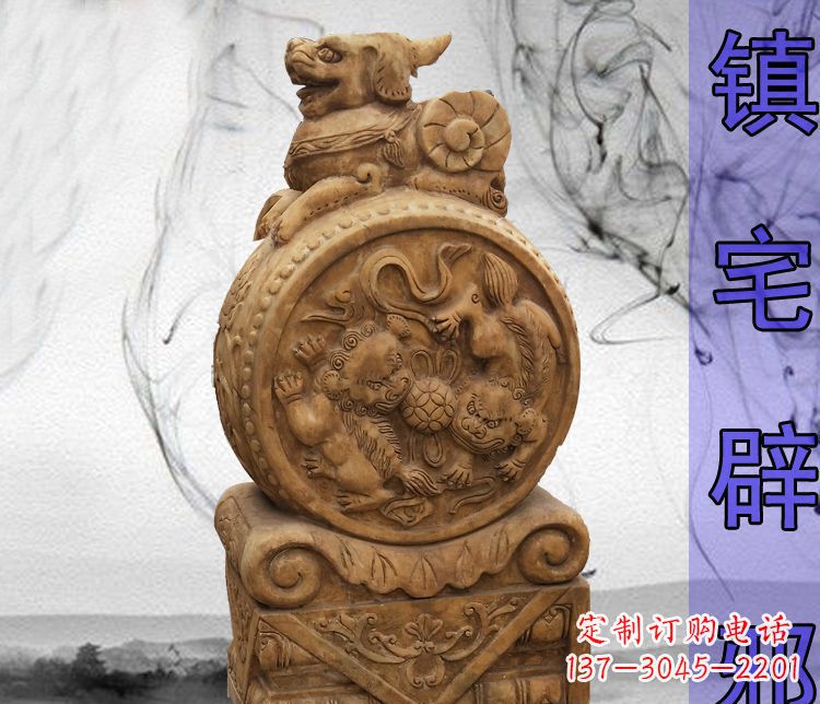 内江仿古貔貅门墩镇宅辟邪石雕