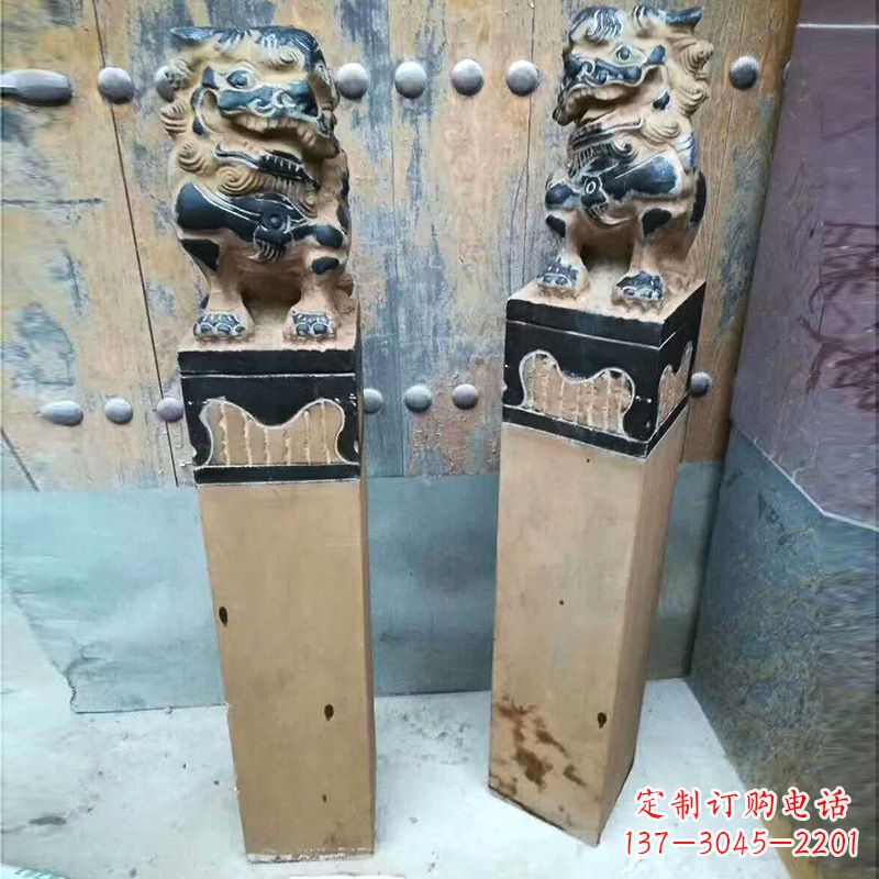内江精美狮子雕塑 拴马桩