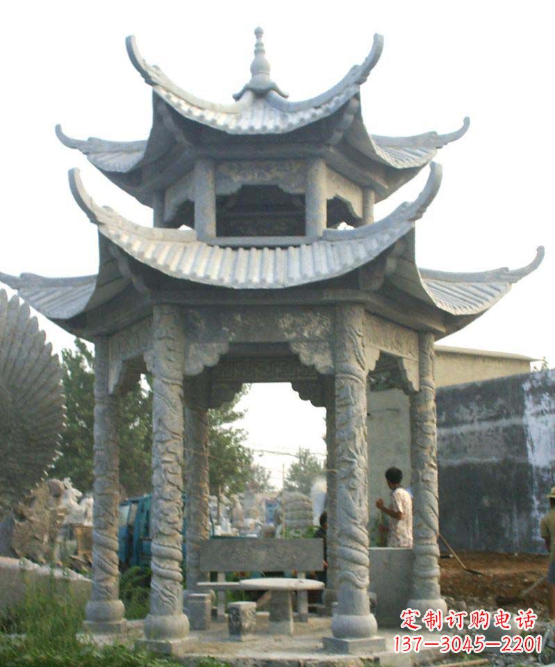 内江传统工艺石雕凉亭,精美细致,给你温馨家园