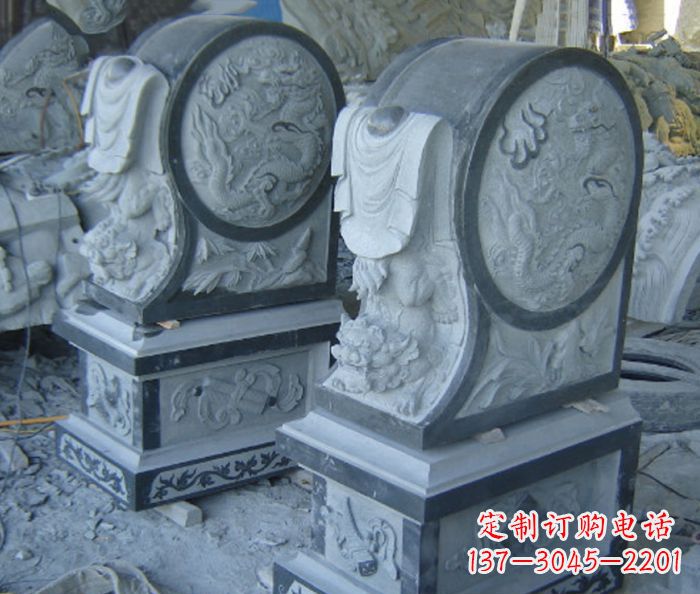 内江仿古石门墩招财抱鼓石雕塑