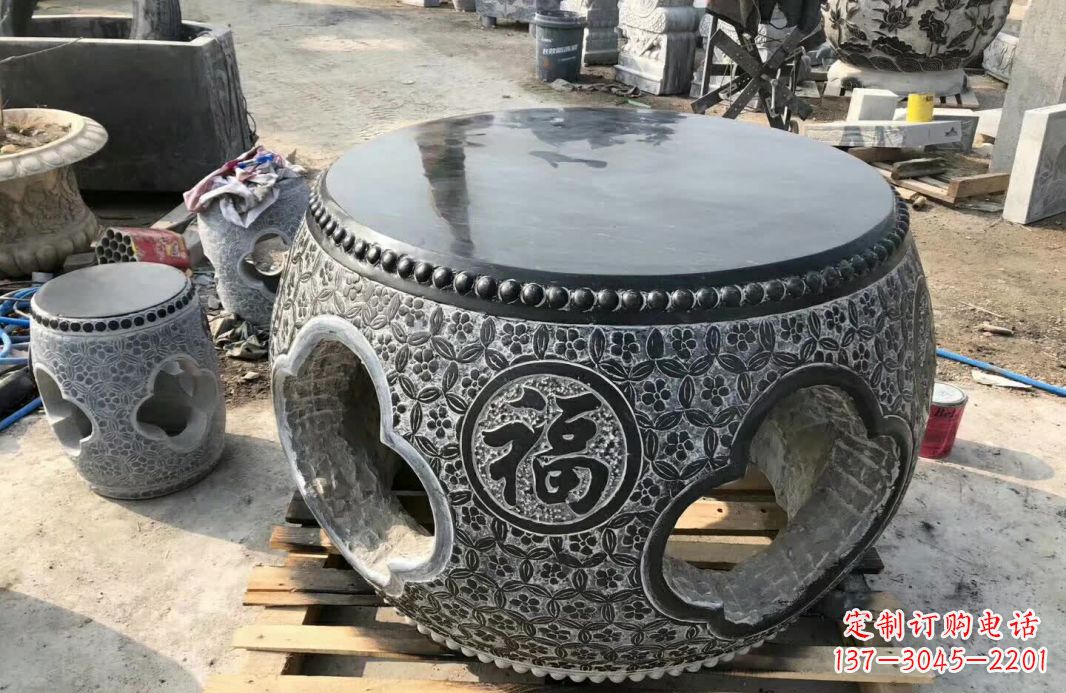 内江中领雕塑 | 精美仿古石桌凳雕塑