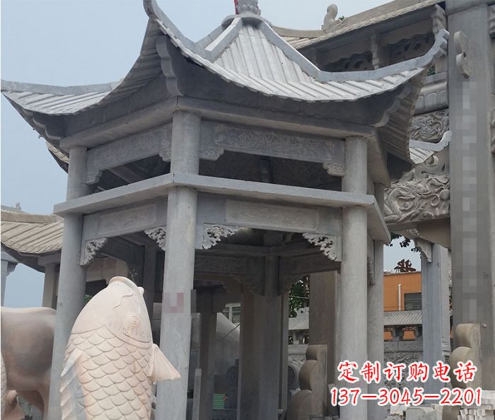 内江精美仿古双层石雕凉亭