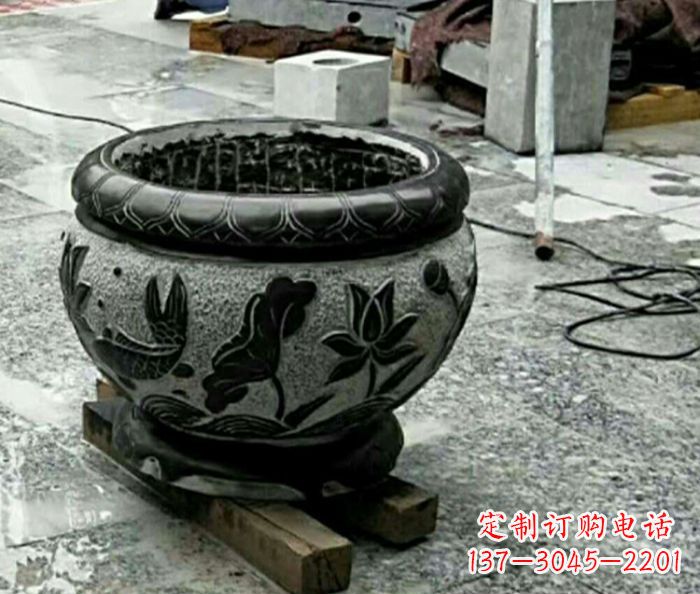 内江仿古招财水缸石雕 (2)