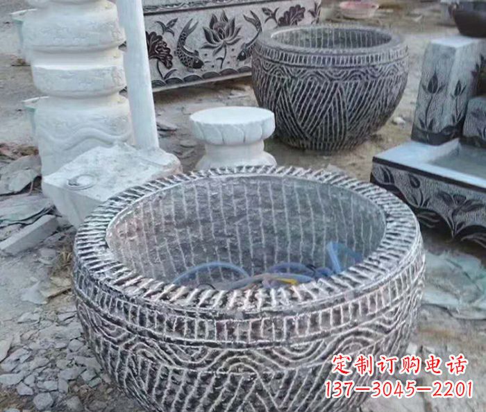 内江精美仿古石雕水缸