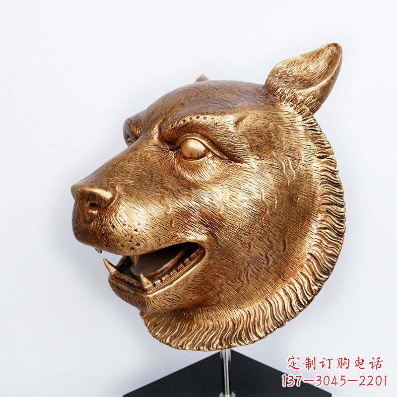 内江仿铜虎头玻璃钢雕塑