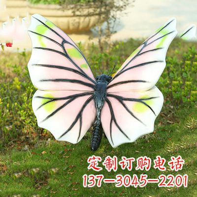 内江浅粉白色仿真蝴蝶雕塑