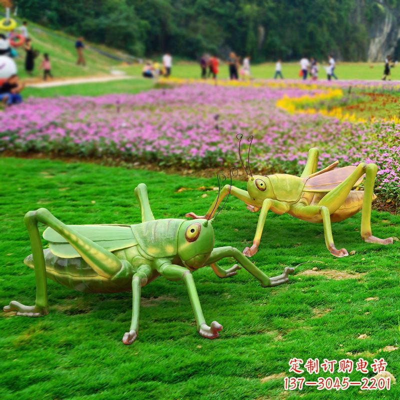 内江仿真蝗虫蚂蚱草坪草丛动物雕塑摆件