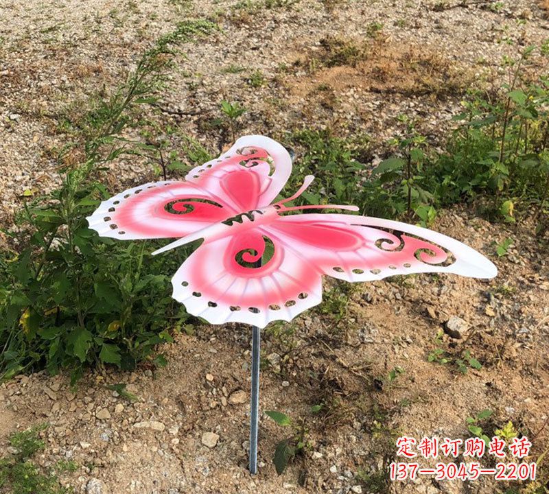 内江粉红色不锈钢蝴蝶雕塑
