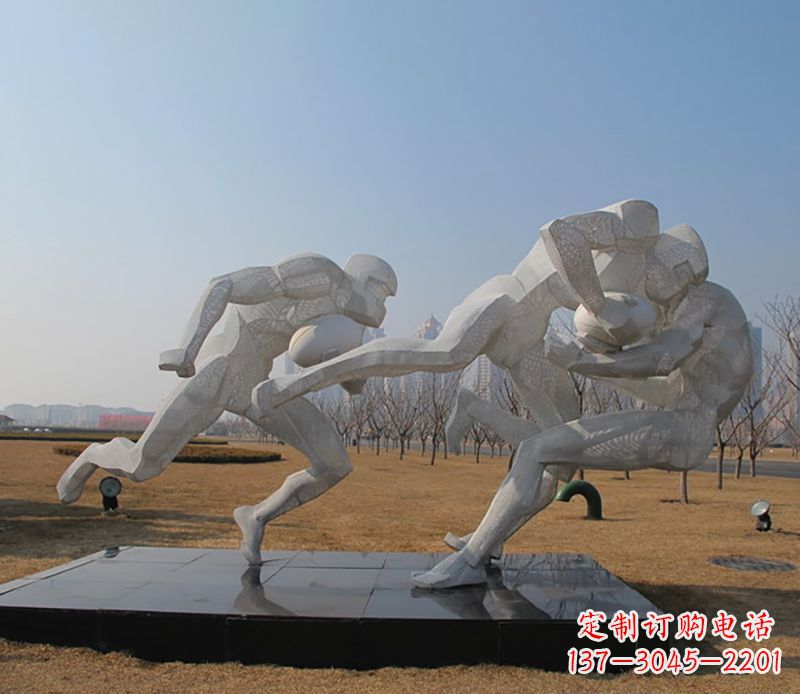 内江不锈钢橄榄球体育雕塑