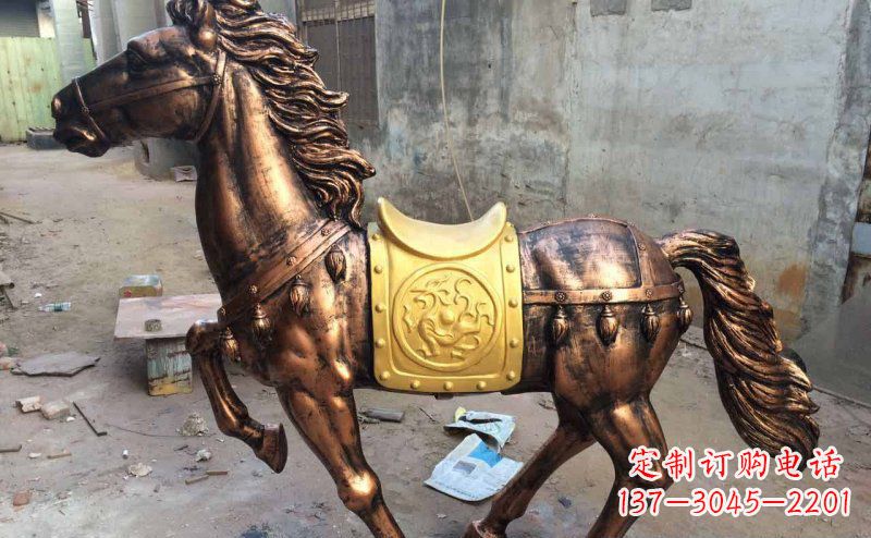内江公园奔跑的马动物铜雕 (4)