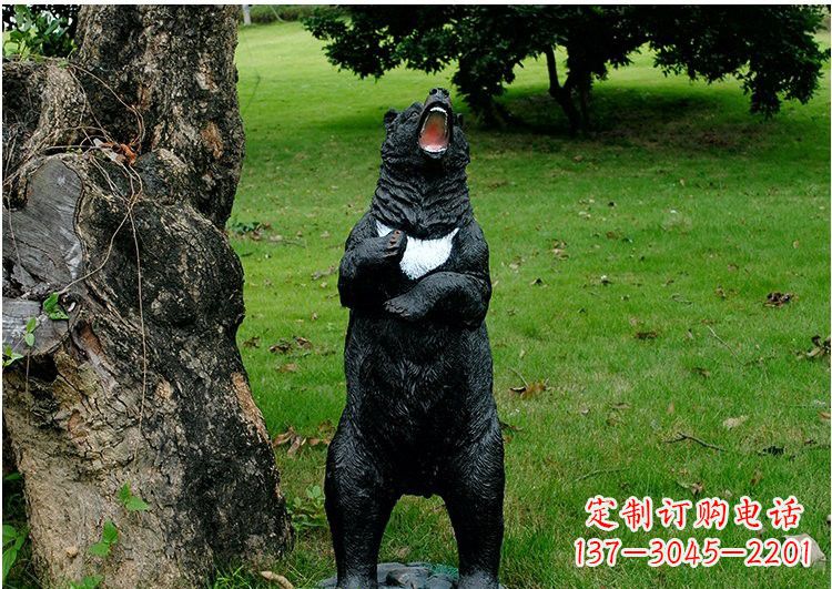 内江公园风情玻璃钢仿真黑熊雕塑