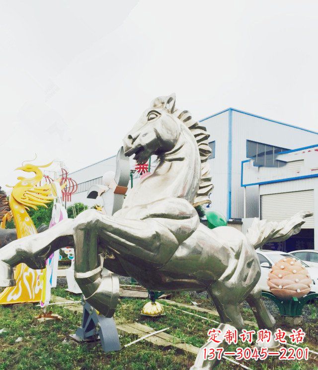 内江公园不锈钢奔马雕塑 (2)
