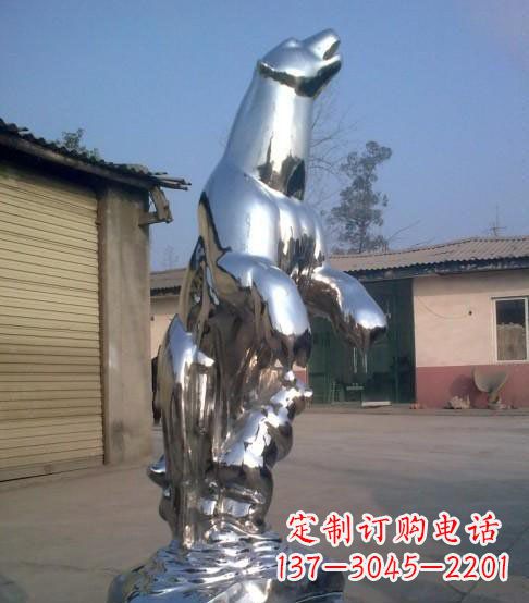 内江公园不锈钢抽象北极熊动物雕塑