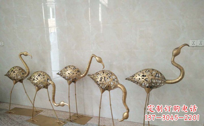 内江公园不锈钢抽象火烈鸟动物雕塑