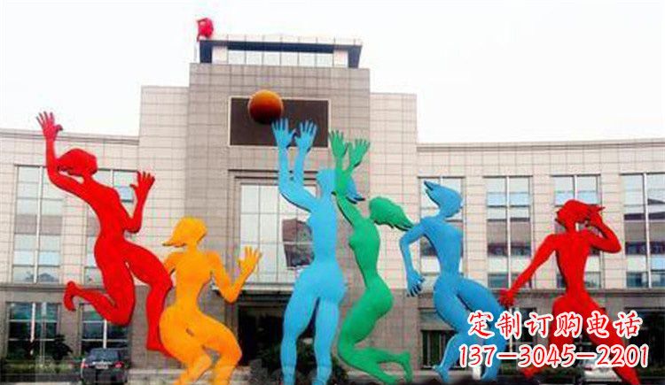 内江激情运动的写照不锈钢女孩打篮球雕塑
