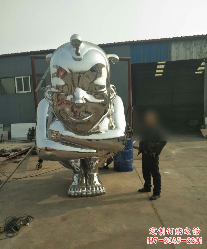内江大型不锈钢蹲着的儿童雕塑