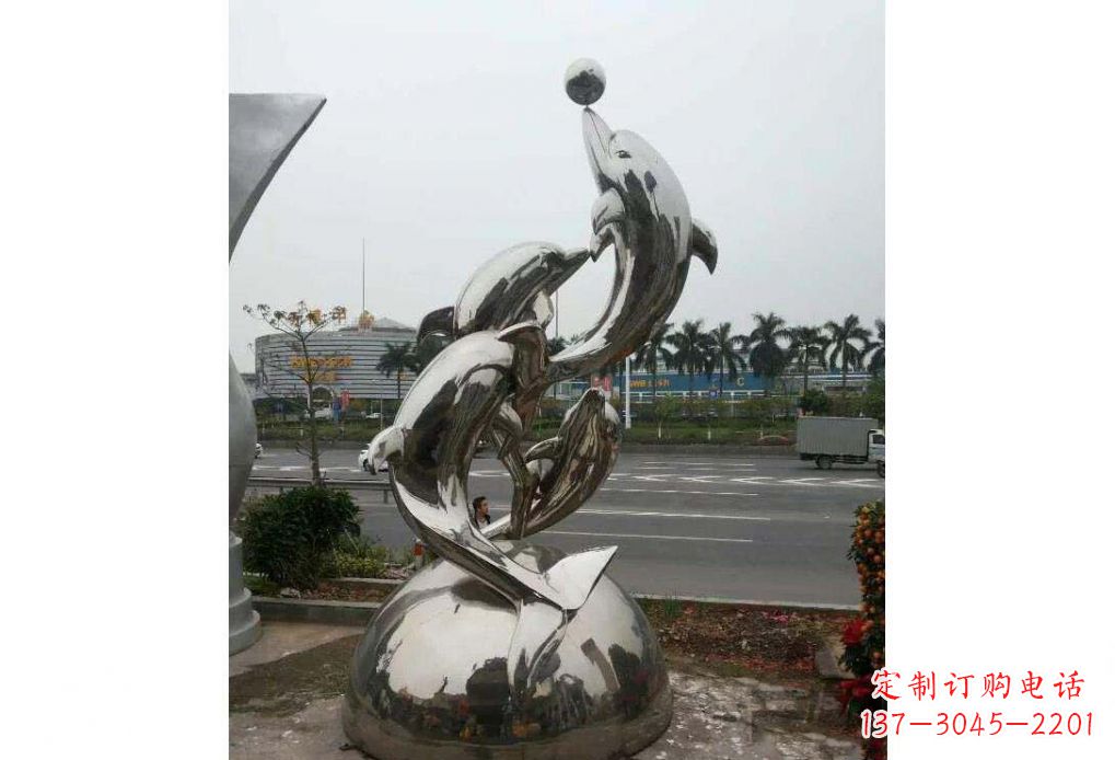 内江海豚系列不锈钢顶球雕塑