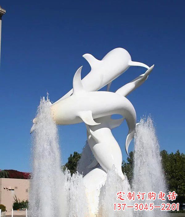 内江完美纪念,精致的不锈钢海豚雕塑