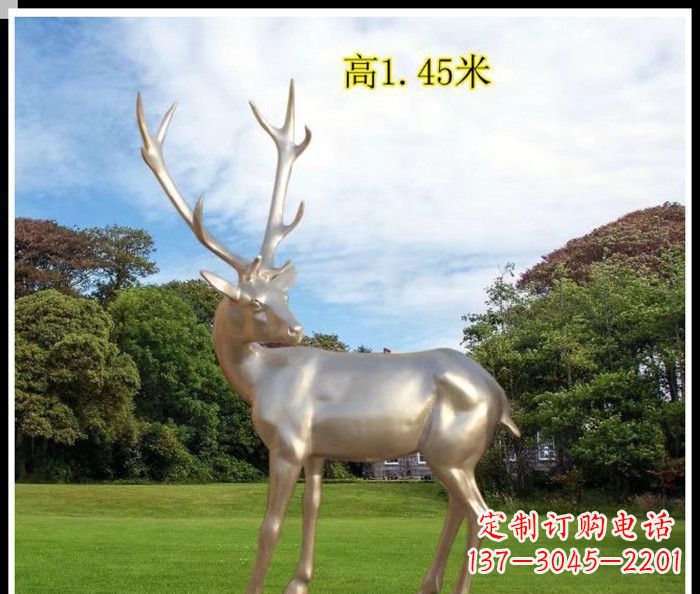 内江公园不锈钢动物鹿雕塑1