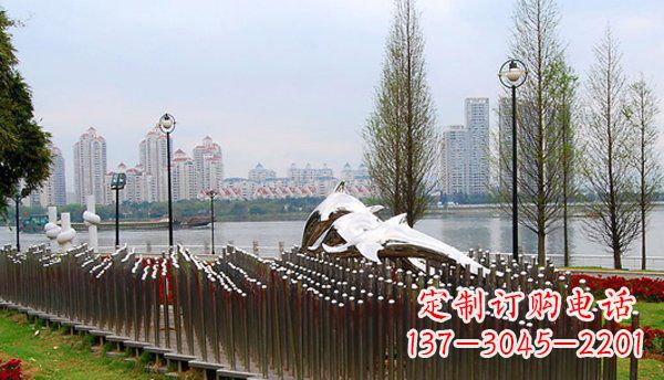 内江动物主题不锈钢海豚雕塑