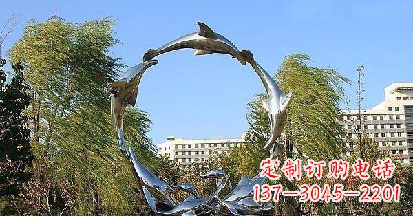 内江华丽精致的不锈钢海豚雕塑