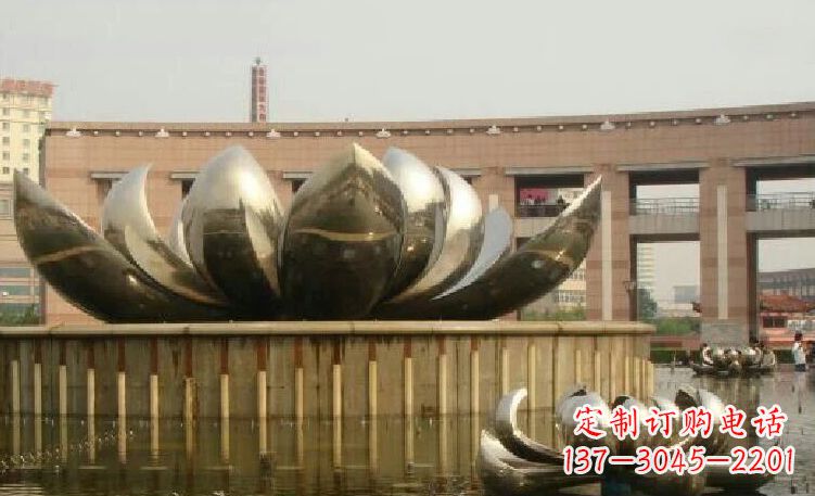 内江廊中领雕塑优质的不锈钢荷花雕塑