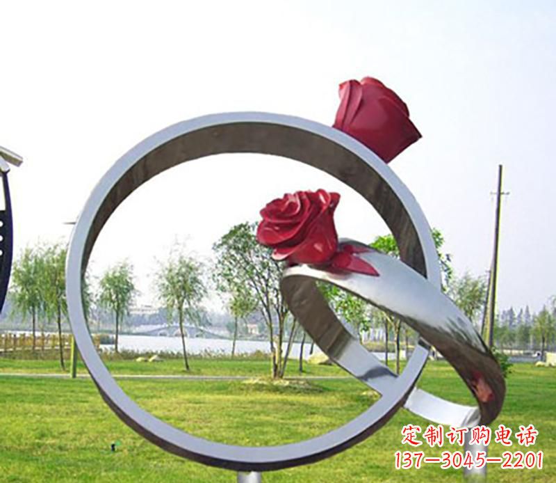 内江不锈钢景观婚戒雕塑