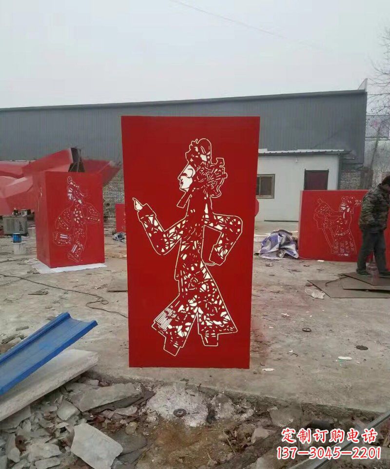 内江不锈钢灯罩皮影戏人物雕塑