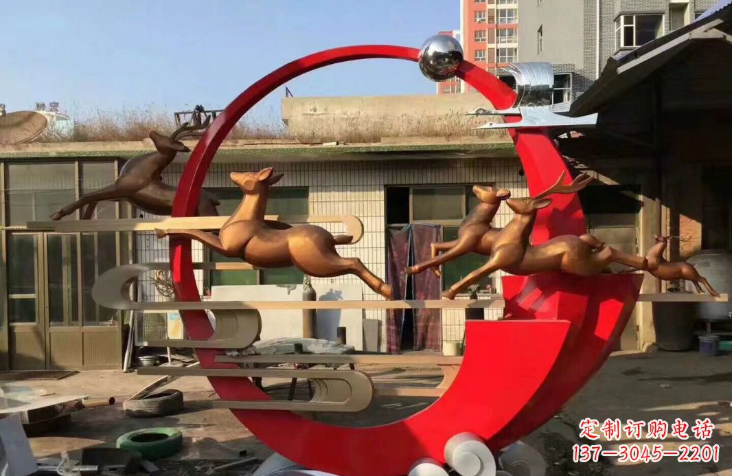 内江高端不锈钢梅花鹿雕塑