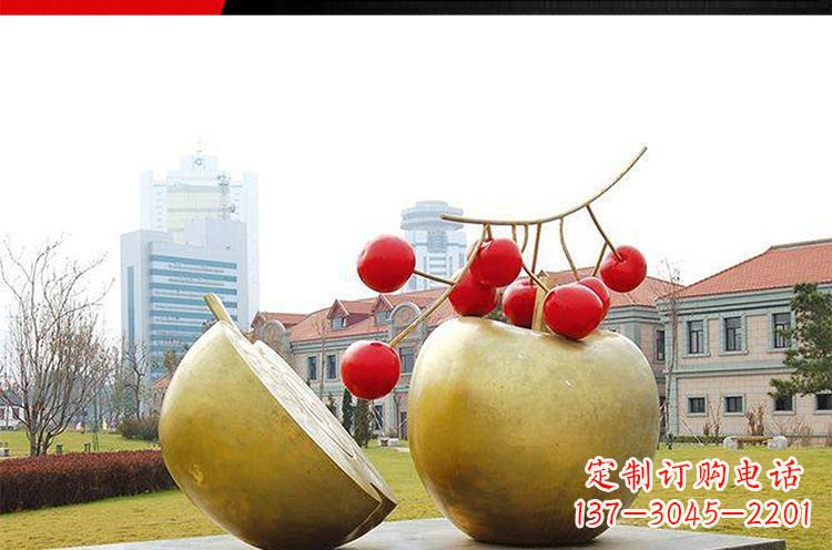 内江公园不锈钢苹果樱桃雕塑