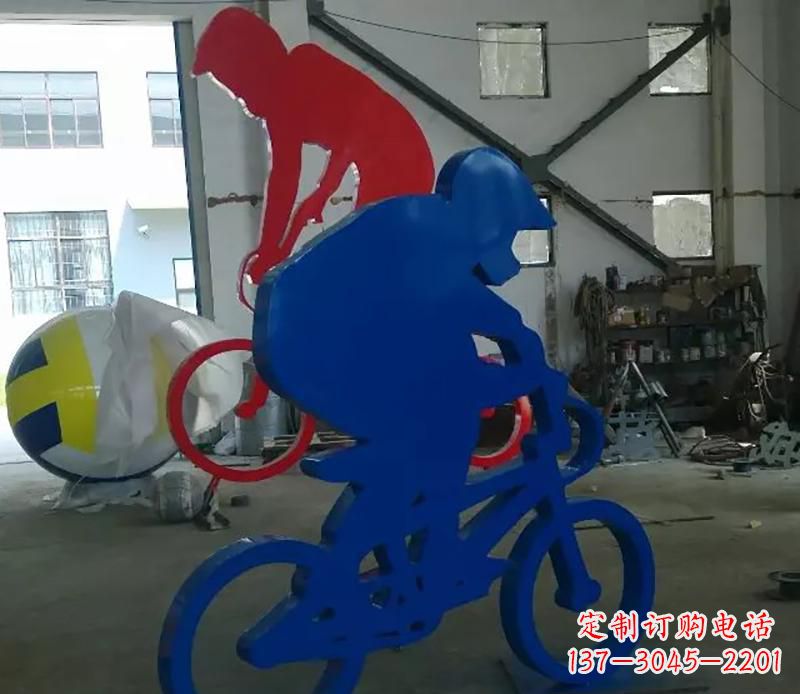 内江公园不锈钢骑自行车运动人物雕塑