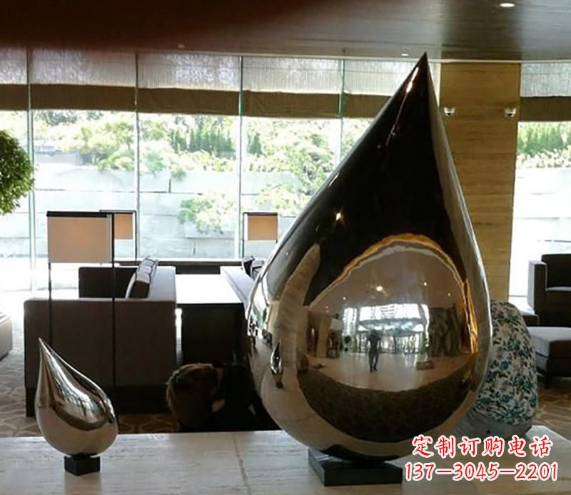 内江公园不锈钢水滴球景观雕塑