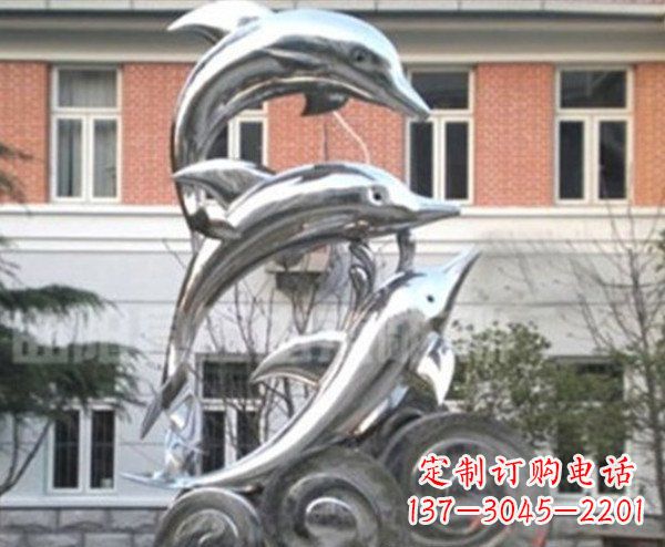 内江跳跃海豚海浪不锈钢雕塑