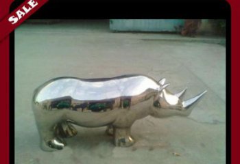 内江犀牛不锈钢雕塑给公园更多抢眼的艺术景观