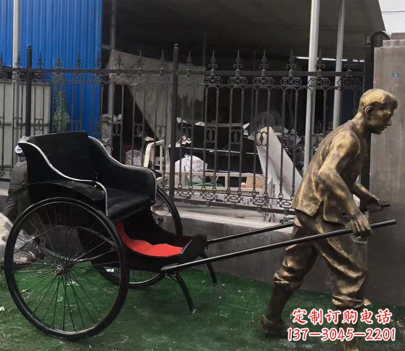 内江欣赏精美的手工雕刻车夫青铜雕塑