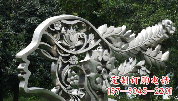 内江公园抽象不锈钢美女头象雕塑