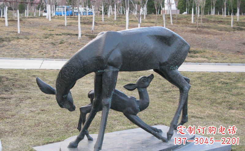 内江母子鹿铜雕艺术塑像