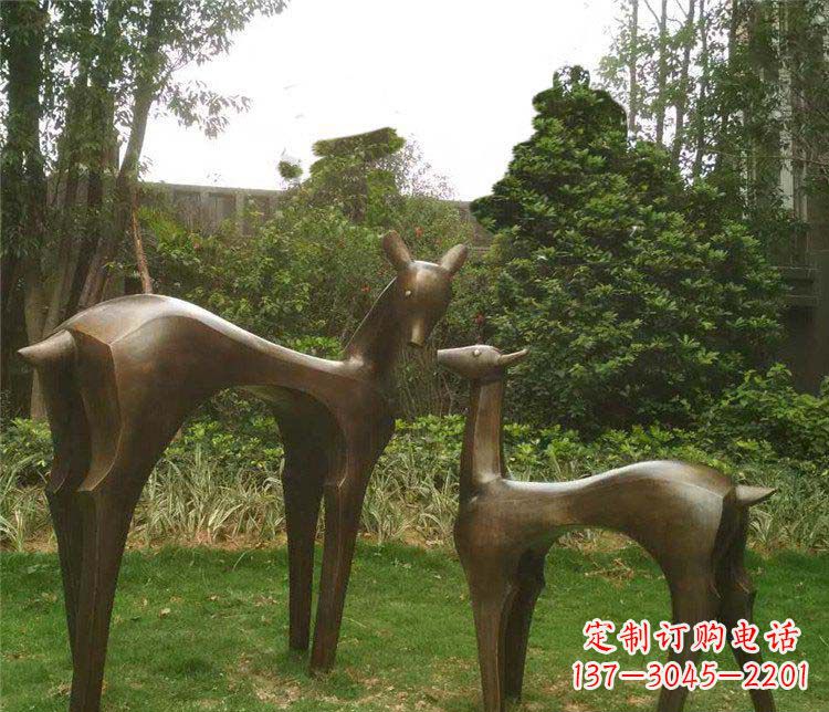 内江高贵优雅的母子鹿铜雕