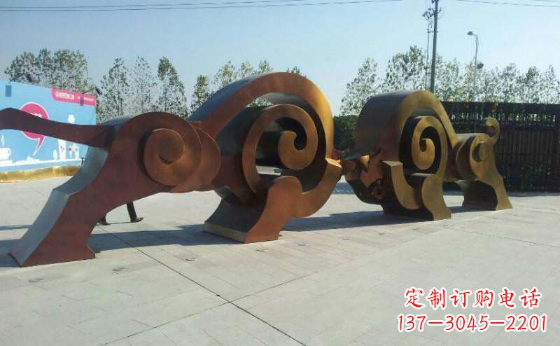 内江公园抽象牛动物铜雕