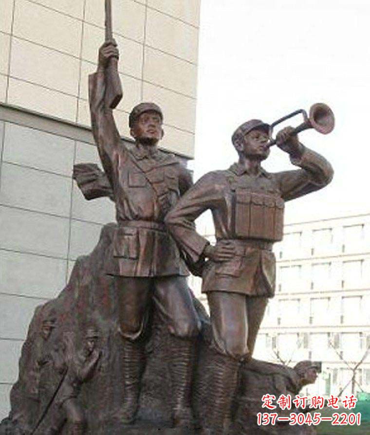 内江革命精神熠熠冲锋号铜雕