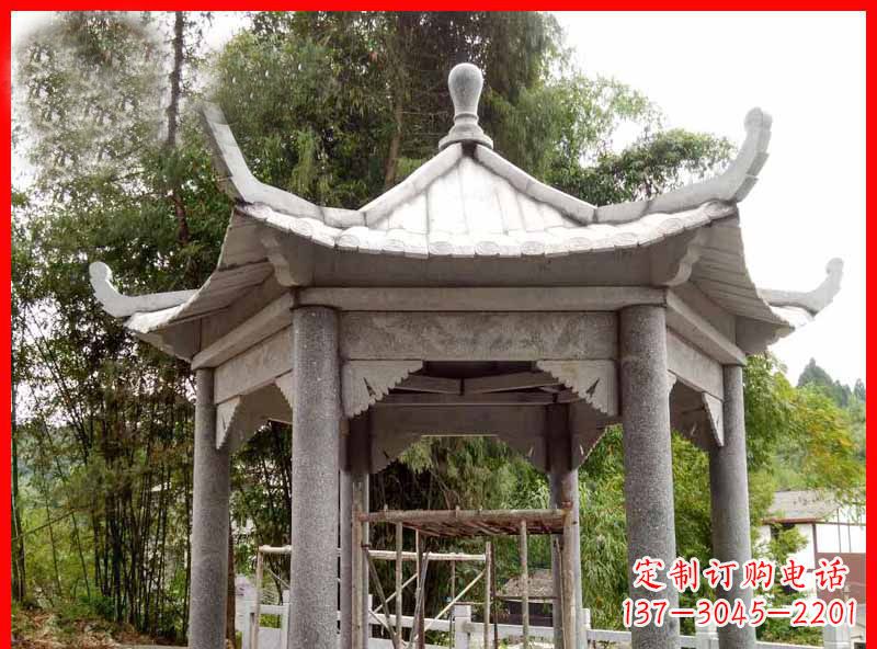 内江公园大理石六角凉亭石雕