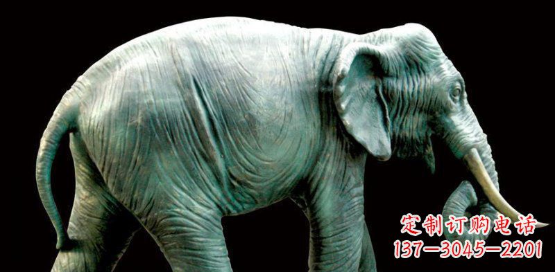 内江公园大象动物铜雕 (3)