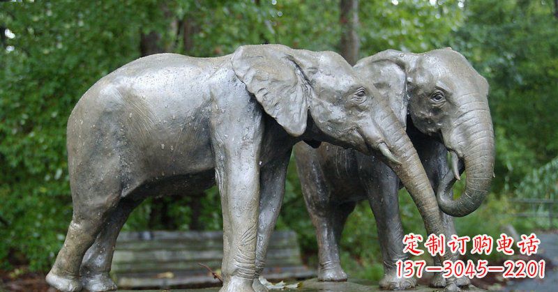 内江公园大象动物铜雕 (2)