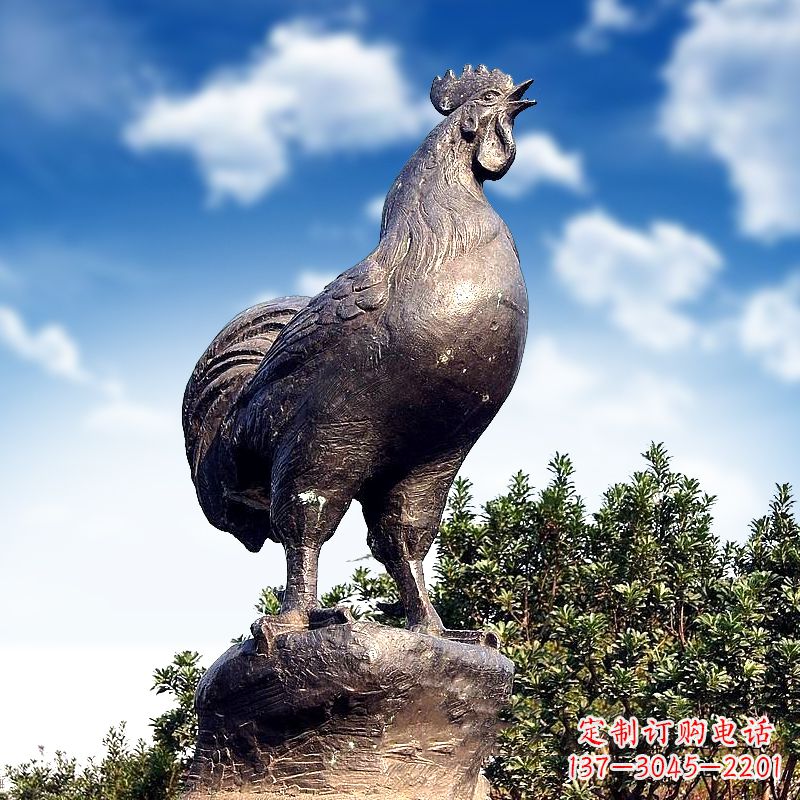 内江威风凛凛的大型铸铜酉鸡雕塑
