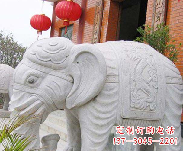 内江公园动物大理石大象石雕