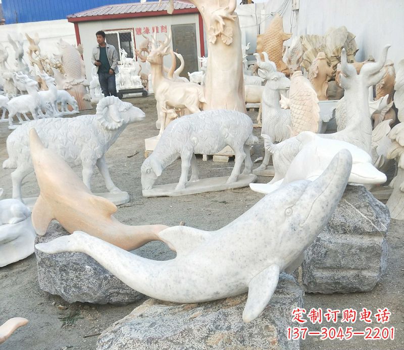 内江公园动物海豚石雕