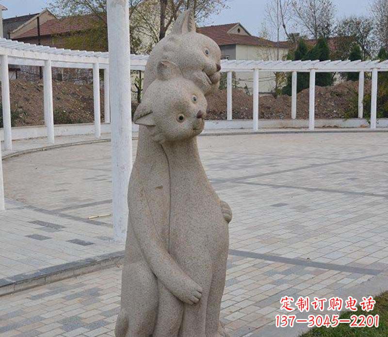 内江精美小猫石雕,让您的公园更加美丽