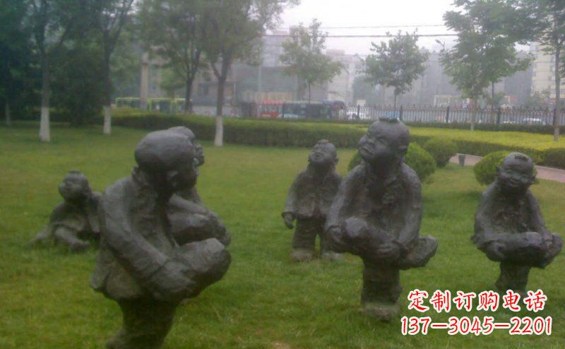 内江中领雕塑为您打造精美的儿童斗鸡雕塑