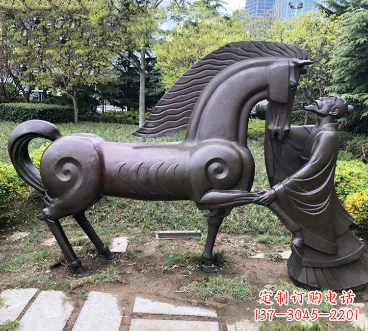内江公园古代名人伯乐相马铜雕